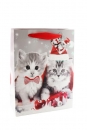 Geschenktasche "Weihnachtskatzen" klein, 2 Katzen, beglimmert